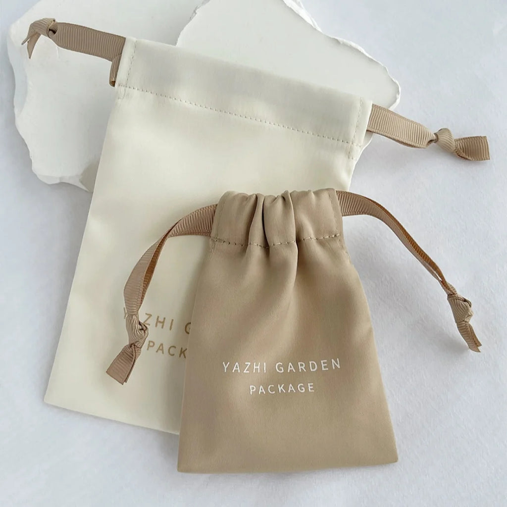 Custom Logo Silk Satin Jewelry Gift Bags  Drawstring Earring Ring Packaging Organizer Pouch Wedding Favor Candy Bag