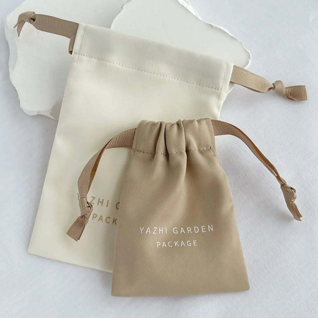 Custom Logo Silk Satin Jewelry Gift Bags  Drawstring Earring Ring Packaging Organizer Pouch Wedding Favor Candy Bag