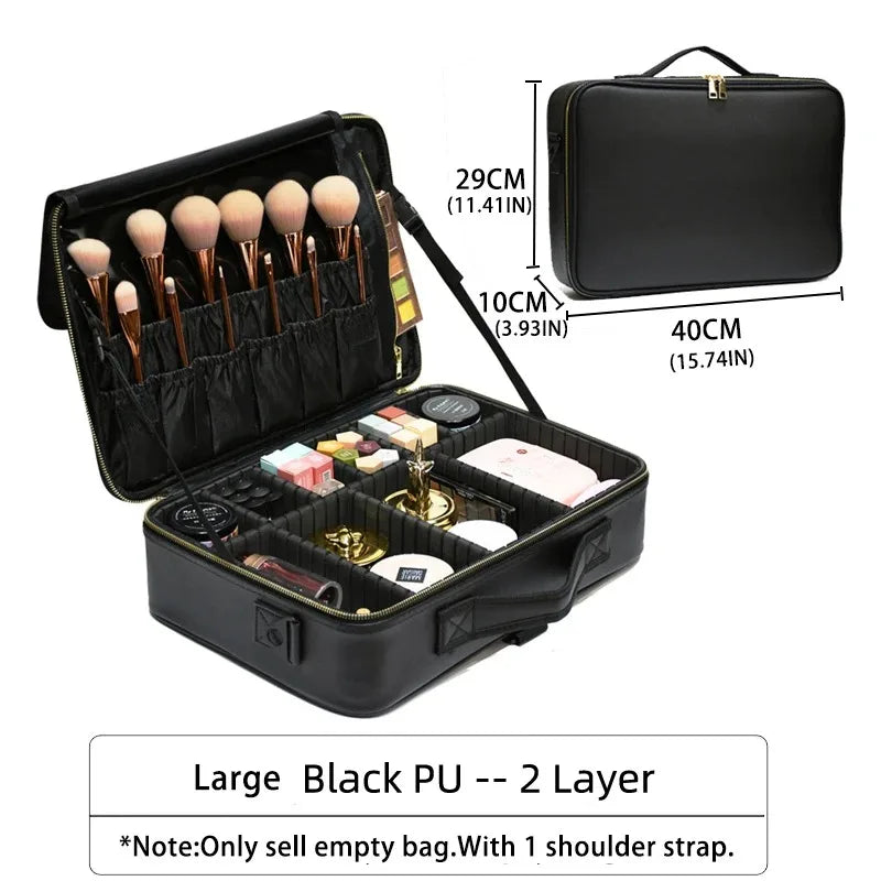 New Crocodile PU Leather Cosmetic Bag Professional Make Up Box Large Capacity Storage Travel Toiletry Makeup Suitcase