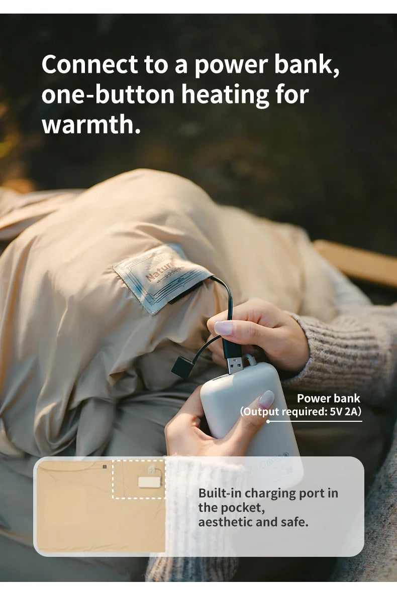 Naturehike USB Electric Heating Blanket Winter Camping Warm Keeping Multi-purpose Thermal Shawl Sleeping Bag Liner CNK2450PJ015