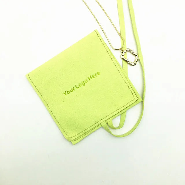 50 Jewelry Gift Bags Custom Logo 8X8cm Yellow Microfiber Packaging Pouch For Rings Earrings Tarot Card Wedding Favors Velvet Bag