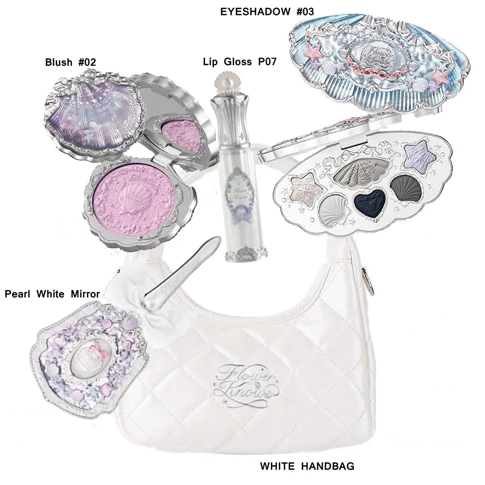 Flower Knows Makeup Set Swan Ballet Concealer Palette Embossed Blusher Shine Lipstick Kit With Bag THE SWEETIE BEAR Bunny Garden