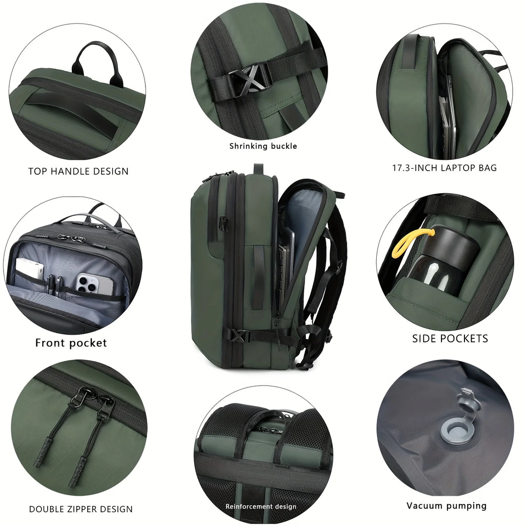 Large capacity fashionable vacuum compression backpack, computer backpack, leisure hiking backpack