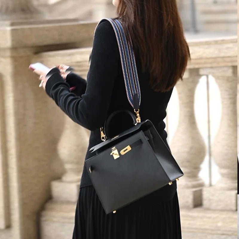 New 5cm Wide Swift Cowhide Canvas Bag Strap Versatile Style Suitable For Kelly Evelyn Bag Shoulder Strap Crossbody Strap DIY