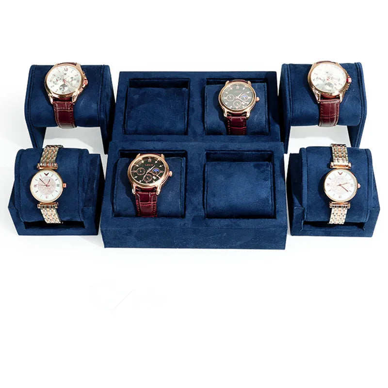 High End Watch Display Case Black and White Brushed Multi Position Watch Display Tray Blue Movable Pillow Bag Watch Display