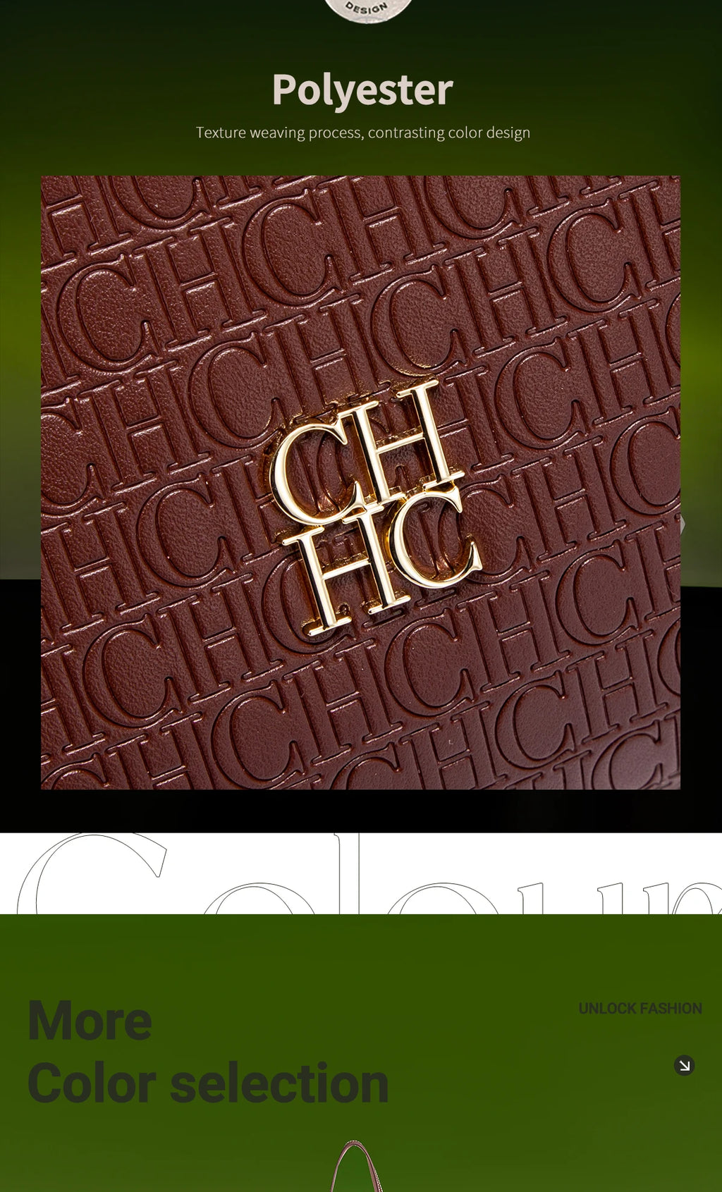 CH Leather Women's Bag Brand Engraved Exquisite Large Capacity Handbag Classic Durable Elegant Fashion Casual Bag with Base