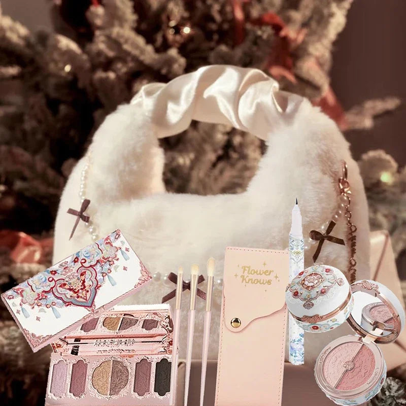 Flower Knows Makeup Set Swan Ballet Concealer Palette Embossed Blusher Shine Lipstick Kit With Bag THE SWEETIE BEAR Bunny Garden