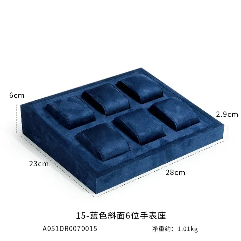 High End Watch Display Case Black and White Brushed Multi Position Watch Display Tray Blue Movable Pillow Bag Watch Display