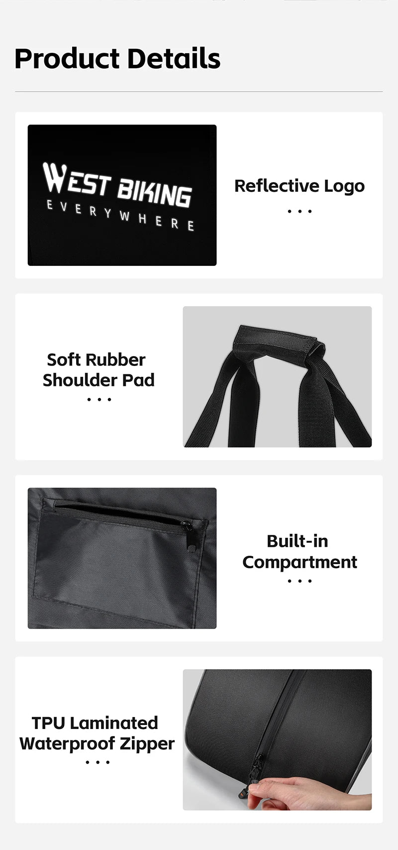 WEST BIKING Portable Bicycle Magnetic Resistance Roller Training Stand Indoor MTB Road Bike Roller Trainer with Storage Bag