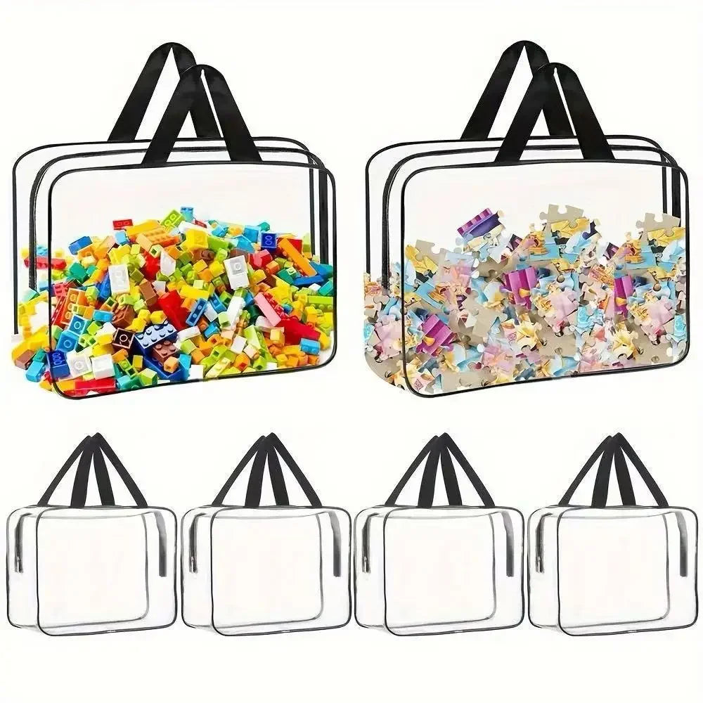 Large Clear PVC Storage Bag Travel Waterproof Organizer Bags Cosmetics Pouch Reusable Toy Storage Bag for Building Block Puzzle