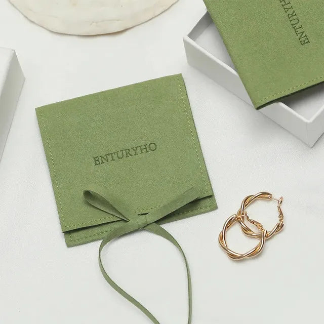 50 Jewelry Gift Bags Custom Logo 8X8cm Yellow Microfiber Packaging Pouch For Rings Earrings Tarot Card Wedding Favors Velvet Bag