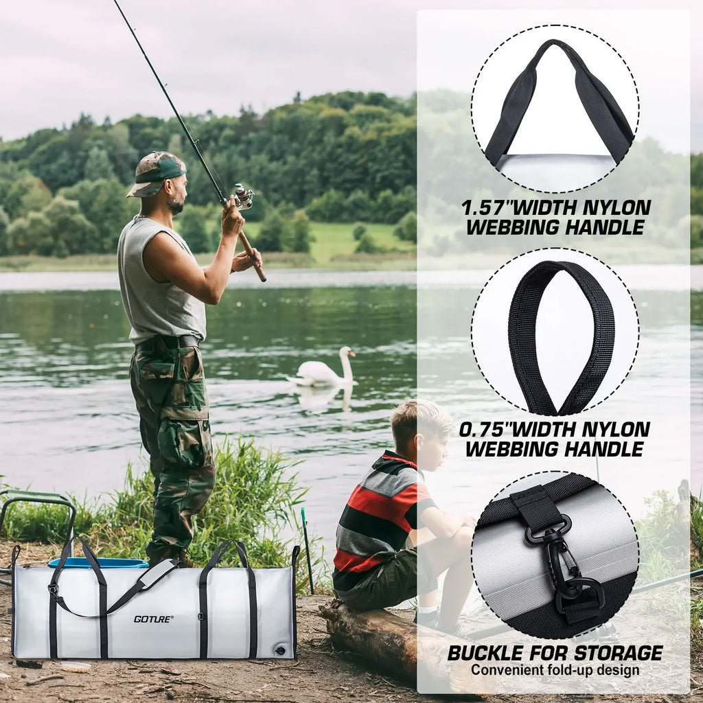 Goture Sea Fishing Live Fish Insulated Cooler Bag Waterproof Fish Bag Fishing Cooler Bag Freshness 72 Hour Retention Collapsible