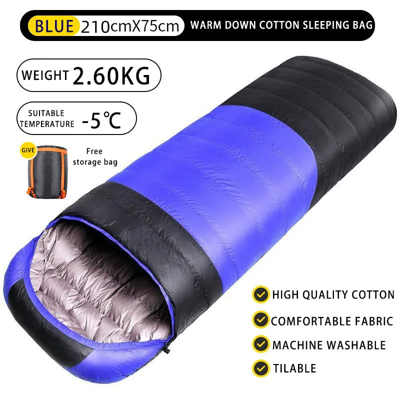 Backpacking Envelope Sleeping Bag Portable Waterproof Down Cotton Lightweight Camp Bedding for Outdoor Traveling Camping Hiking