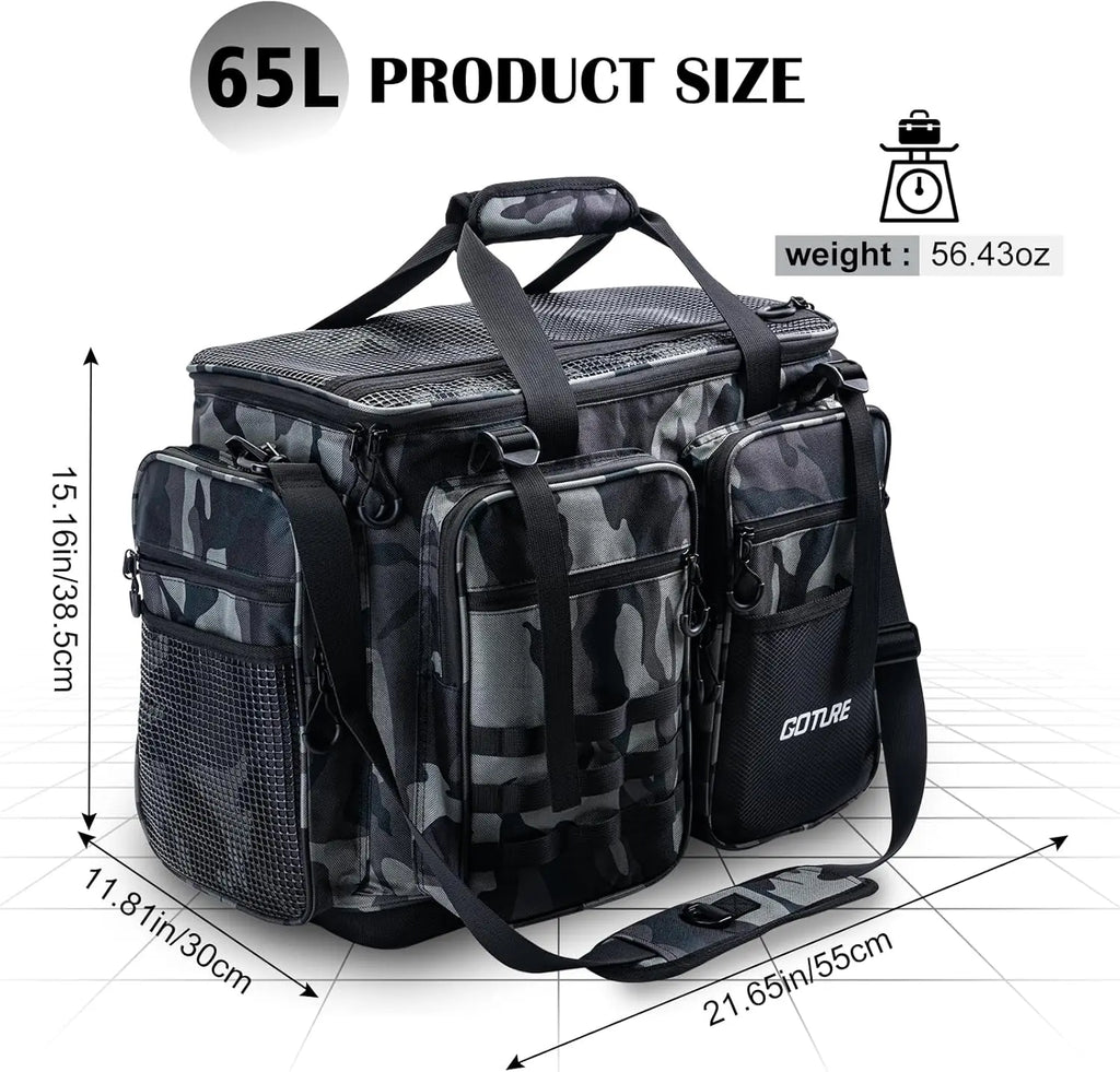Goture Pro Angler Tackle Bag Holds 8x3700+4x3600 Trays Water Resistant Saltwater Fishing Gear Organizer 21.65" Gift for Men