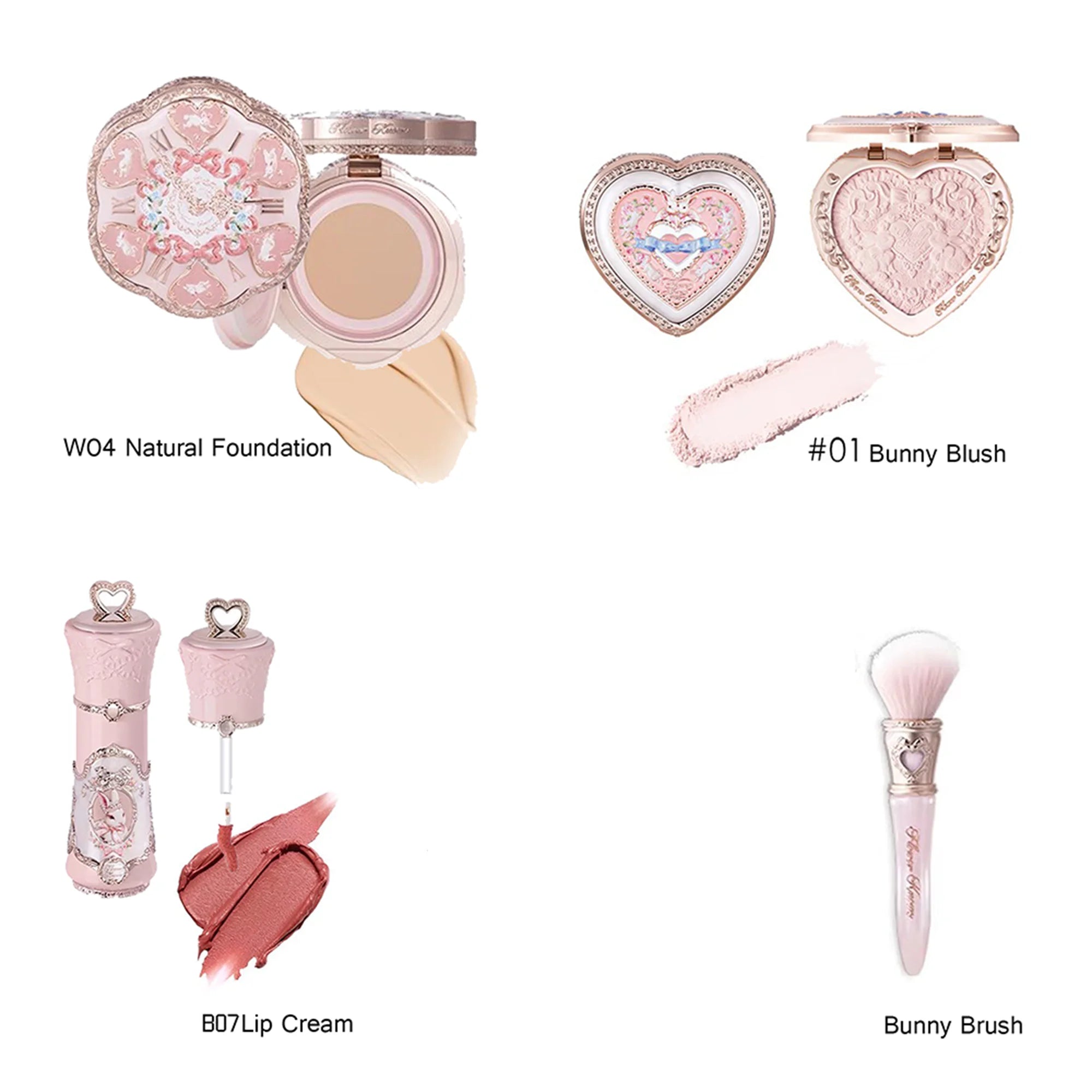 Flower Knows Makeup Set Swan Ballet Concealer Palette Embossed Blusher Shine Lipstick Kit With Bag THE SWEETIE BEAR Bunny Garden