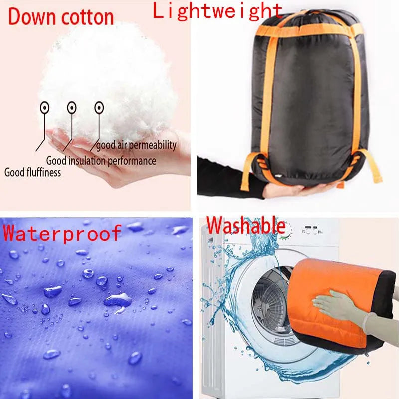 Backpacking Envelope Sleeping Bag Portable Waterproof Down Cotton Lightweight Camp Bedding for Outdoor Traveling Camping Hiking