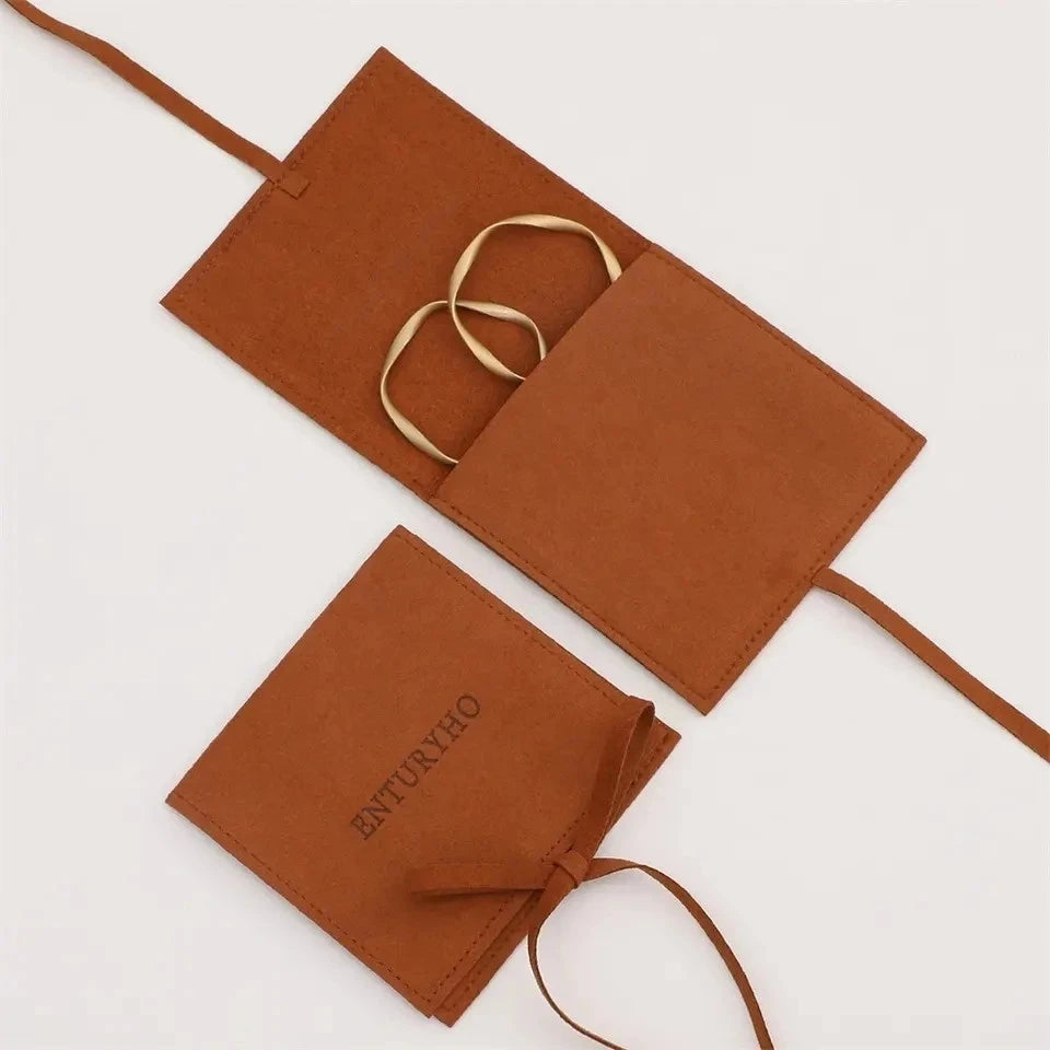 50 Jewelry Gift Bags Custom Logo 8X8cm Yellow Microfiber Packaging Pouch For Rings Earrings Tarot Card Wedding Favors Velvet Bag