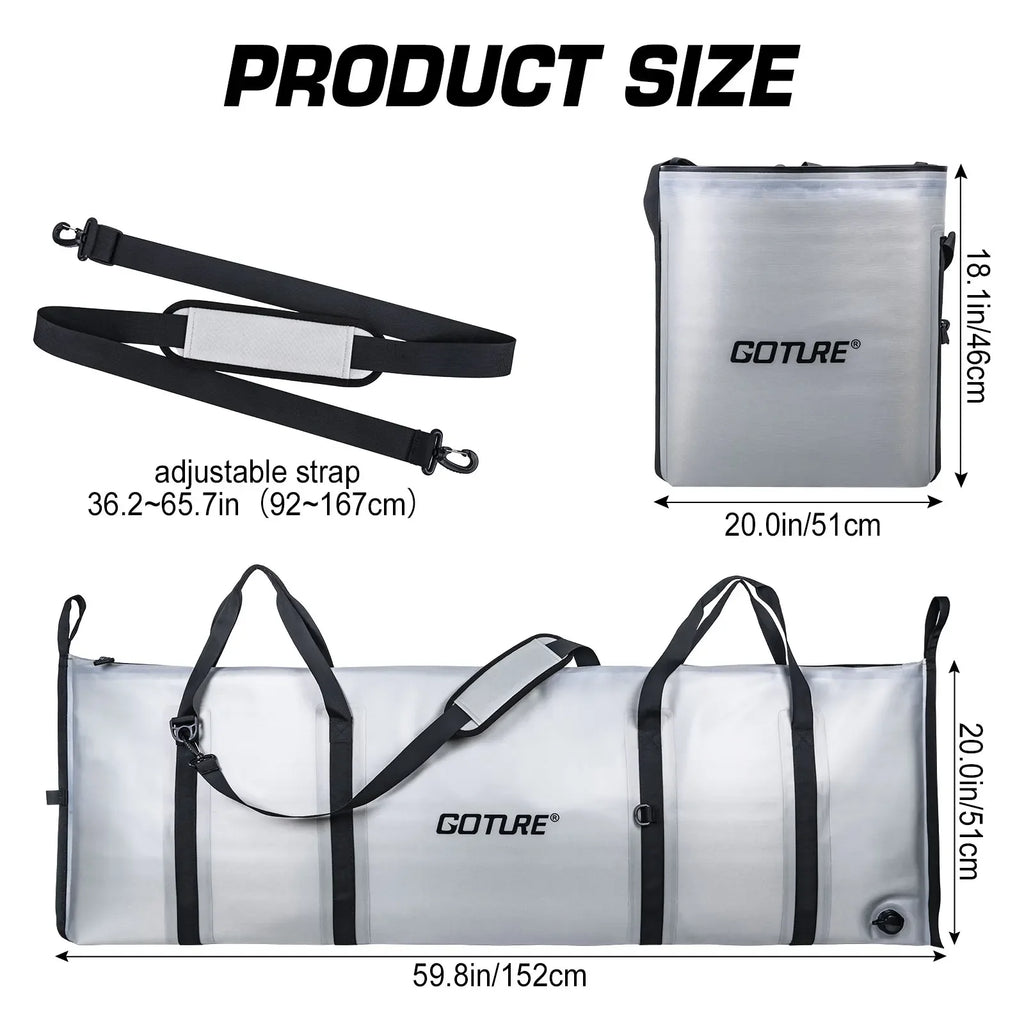 Goture Sea Fishing Live Fish Insulated Cooler Bag Waterproof Fish Bag Fishing Cooler Bag Freshness 72 Hour Retention Collapsible