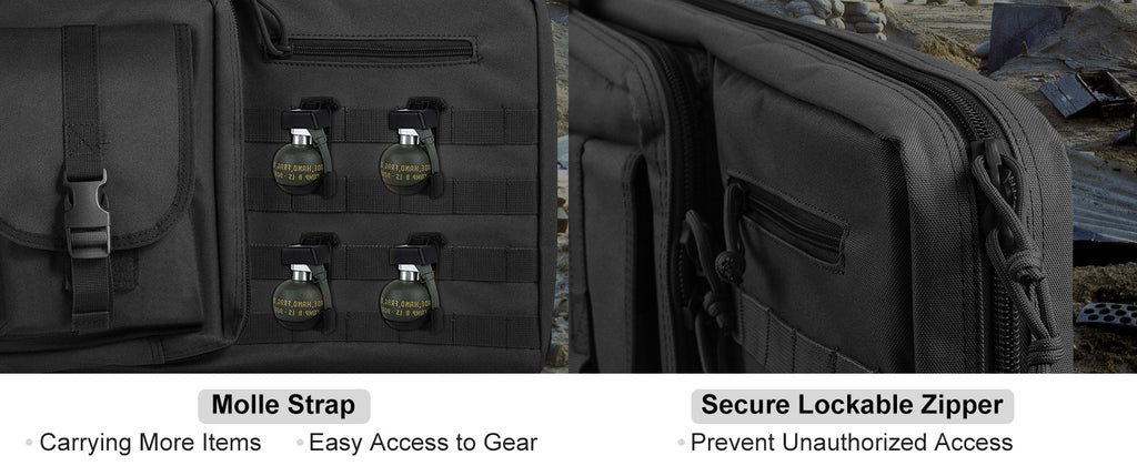 VEVOR Rifle Bag 36/42 inch Tactical Double Long Gun Bag Soft Rifle Case with Lockable Zipper for Two 34"/40" Rifles & 2 Pistols