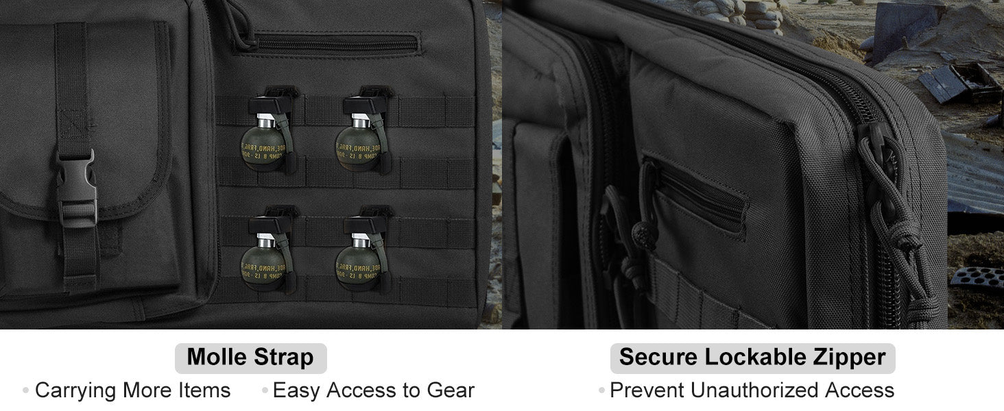 VEVOR Rifle Bag 36/42 inch Tactical Double Long Gun Bag Soft Rifle Case with Lockable Zipper for Two 34"/40" Rifles & 2 Pistols