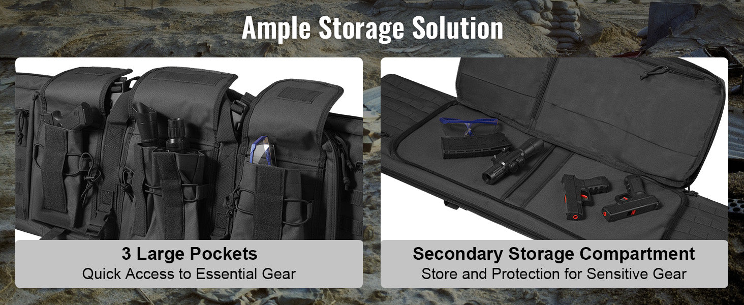 VEVOR Rifle Bag 36/42 inch Tactical Double Long Gun Bag Soft Rifle Case with Lockable Zipper for Two 34"/40" Rifles & 2 Pistols