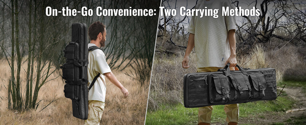 VEVOR Rifle Bag 36/42 inch Tactical Double Long Gun Bag Soft Rifle Case with Lockable Zipper for Two 34"/40" Rifles & 2 Pistols